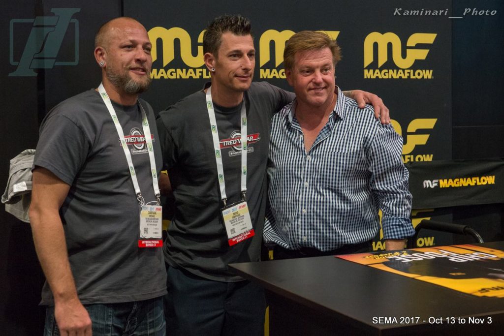 Chip Foose signing autographs and taking photos at the Magnalow Booth